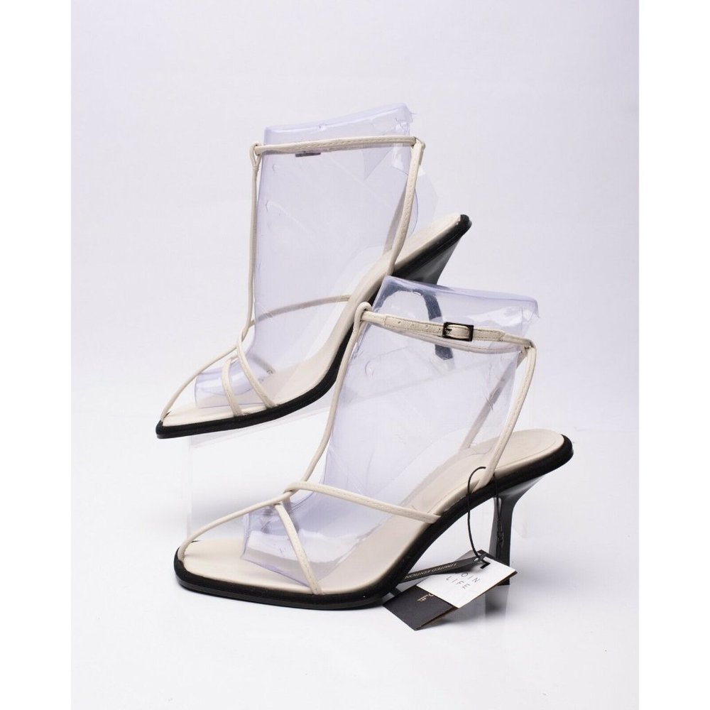 New with tags Massimo Dutti Cream and Black Strappy Sandals - Picture 5 of 8
